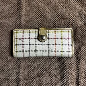 Coach Plaid Wallet - Cream and Multicolor